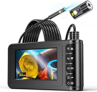 Dual Lens Endoscope,YINAMA 1080P Industrial Borescope 16.4FT Inspection Snake Camera with 32GB Card,Waterproof Semi-Rigid Cable,4.3 Inches Display Screen,6 LED Lights