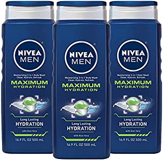 NIVEA Men Maximum Hydration 3 in 1 Body Wash 16.9 Fluid Ounce (Pack of 3)