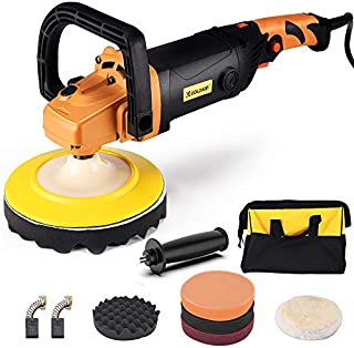 Buffer Polisher, GOLDKIN 7-Inch 1400W 12.7Amp 6-Speed Variable Speed Polisher, Rotary Orbital Polisher, Soft Start Constant Power Constant Speed for Car Polishing Buffing Waxing Sanding Sealing Glaze