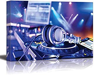 Home Decor Print Oil Painting on Canvas Wall Art Print Mixer Dj with Headphones (Framed,20x30inch)