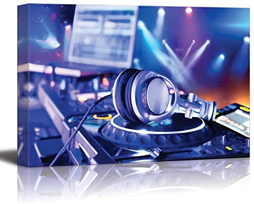 Home Decor Print Oil Painting on Canvas Wall Art Print Mixer Dj with Headphones (Framed,20x30inch)