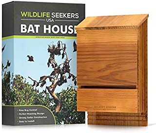 Wildlife Seekers USA - Premium Cedar Wood Bat House - Durable Double Chamber Bat Box for Outdoors - Easy to Mount Wooden Bat Shelter - Attracts and Lures Bats - Simple Eco-Friendly Skeeter Control