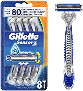 Gillette Sensor3 Men's Disposable Razor, 8 Count, Mens Razors / Blades