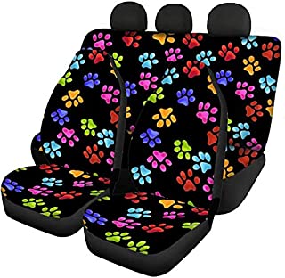 FUSURIRE Automotive Seat Covers Funny Seat Covers Colorful Dog Paw Cute Car Accessories Universal Fit Most Vehicles