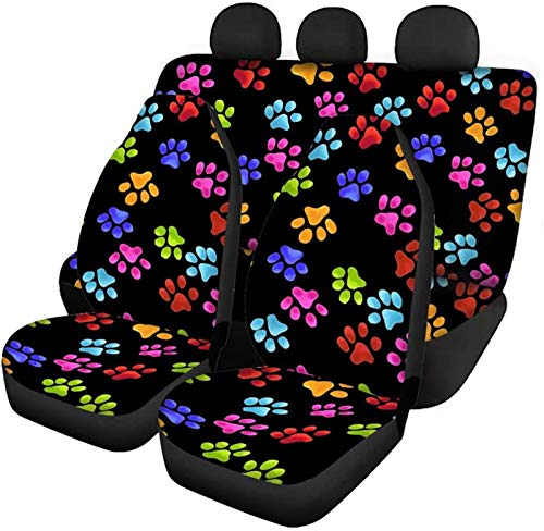 FUSURIRE Automotive Seat Covers Funny Seat Covers Colorful Dog Paw Cute Car Accessories Universal Fit Most Vehicles