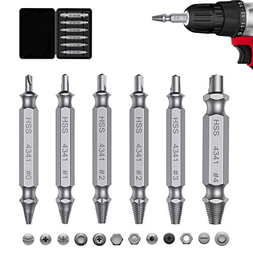 Damaged Screw Extractor Kit, LATRENT Stripped Screw Extractor Set.Titanium Plated 4341 High-Speed Steel With Hardness 63-65hrc, Easily and Quickly Remove All Common Sizes of Damaged, BrokenScrews