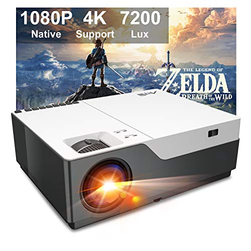 Projector, Artlii Stone Full HD 1080P Projector Support 4K, 7200L 300