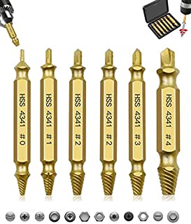 VSILE Damaged Screw Extractor Kit and Stripped Screw Extractor Remover Tool. Its A HassleFree Broken Bolt Extractor and Drill Bit Set Made from H.S.S 4341 (6 Pcs Gold)