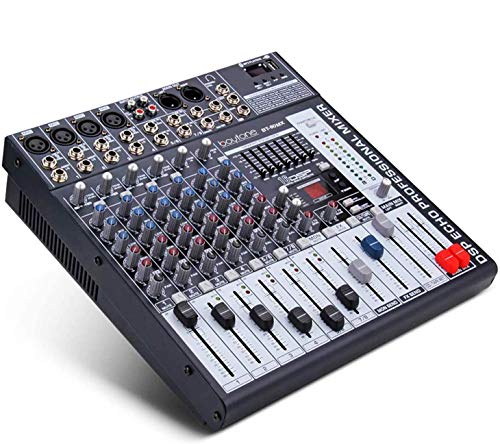 Boytone BT-80MX 8-Channel Bluetooth Audio Mixer DJ Sound Controller, 7 Band EQ, 16 DSP Effects, USB