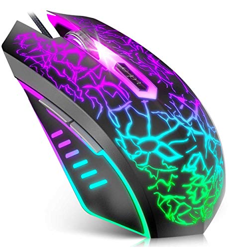 VersionTECH. Wired Gaming Mouse, Ergonomic USB Optical Mouse Mice with Chroma RGB Backlit, 1200 to 3600 DPI for Laptop PC Computer Games & Work Black