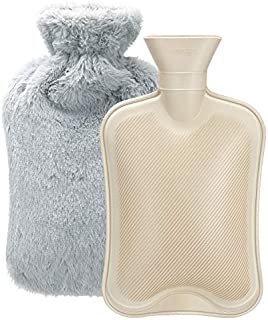 Hot Water Bottle with Soft Cover (2 Liter) Classic Rubber Hot Water Bag for Cramps, Neck, Shoulders Pain Relief, Hot Cold Pack for Hot and Cold Therapy and Feet Warmer, Great Gift for Women and Girls