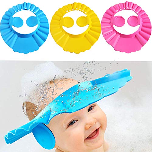 Baby Shower Cap Bathing Cap - 3 Pcs Soft Adjustable Visor Hat Safe Shampoo Shower Bathing Protection Bath Cap for Toddler, Baby, Kids, Children