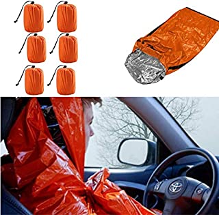 Artostravel Pack of 6 Emergency Bivy Sack Survival Sleeping Bag| Thermal Blanket | Waterproof Breathable| for Camping, Hiking and Any Outdoor Activities.