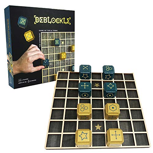 Project Genius SG001 Deblockle Strategy Board Game | 2 Player Table Game, Room Décor, for Chess Players & Strategy Gamers, Stained Wood.