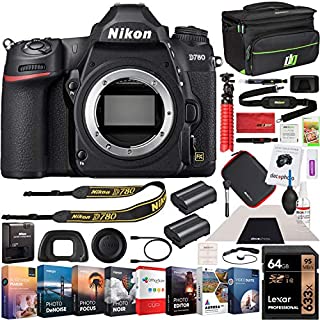 Nikon D780 Full Frame DSLR Digital SLR 4K FX Format Camera Body Bundle with Photo and Video Professional Editing Software Kit, Deco Gear Camera Bag, 2X Rechargeable Battery, 64GB Card & Accessories