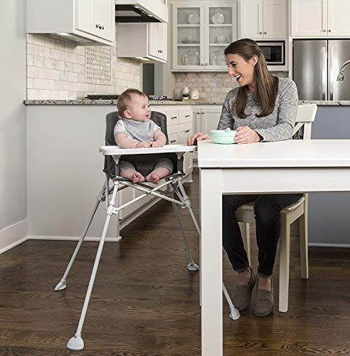 Regalo My High Chair Portable Travel Fold & Go Highchair, Indoor and Outdoor, Bonus Kit, Includes Travel Case and Tray with Cup Holder, Grey