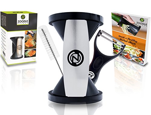 The Original Zoodle Slicer - Complete Vegetable Spiralizer, Spiral Slicer Bundle (With Cleaning Brush, Peeler & Recipe eBook) (HandHeld)