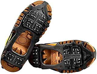 Quadtrek All-Terrain Slip On Traction Cleats Ideal for Snow Hiking Trekking and Mud Compatible with All Shoes Boots Sneakers Sandals and Loafers (Black Large)