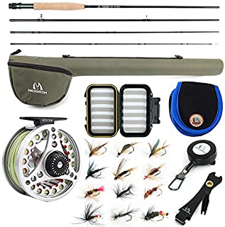 M MAXIMUMCATCH Maxcatch Extreme Fishing Combo Kit 3/5/6/8 Weight, Starter Rod and Reel Outfit, with a Protective Travel Case (5wt 90 4pc Rod,5/6 Reel)