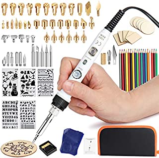 Wood Burning Kit Professional Wood Burning Tool 99Pcs with Soldering Iron Pyrography Pen Kit Switch and Adjustable Thermostatic Digital-Controller 302-842