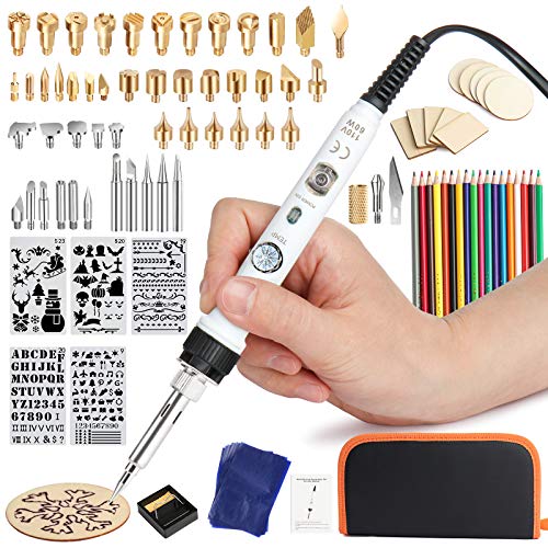 Wood Burning Kit Professional Wood Burning Tool 99Pcs with Soldering Iron Pyrography Pen Kit Switch and Adjustable Thermostatic Digital-Controller 302-842