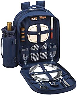 Picnic at Ascot Original Equipped 2 Person Picnic Backpack with Cooler & Insulated Wine Holder- Designed & Assembled in the USA