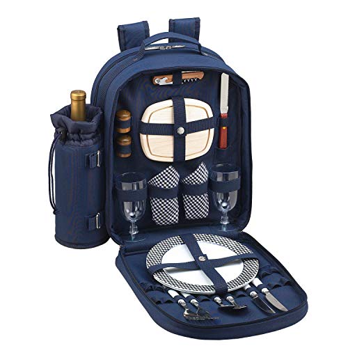 Picnic at Ascot Original Equipped 2 Person Picnic Backpack with Cooler & Insulated Wine Holder- Designed & Assembled in the USA