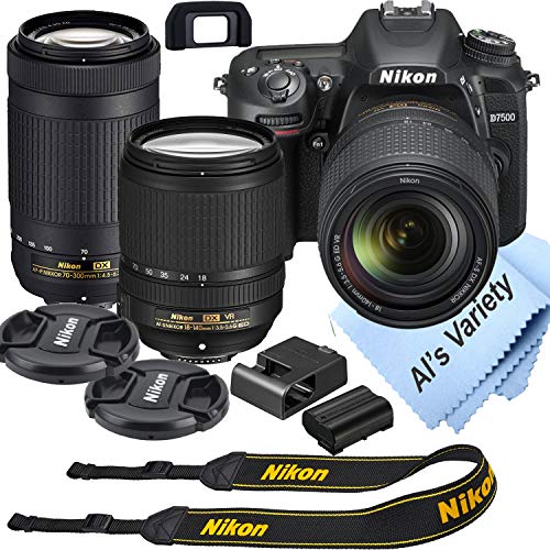 Nikon D7500 DSLR Camera Kit with 18-140mm VR + 70-300mm Zoom Lenses | Built-in Wi-Fi| 20.9 MP CMOS Sensor | EXPEED 5 Image Processor and Full HD 1080p | SnapBridge Bluetooth Connectivity