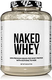 Naked WHEY 5LB 100% Grass Fed Unflavored Whey Protein Powder - US Farms, Only 1 Ingredient, Undenatured - No GMO, Soy or Gluten - No Preservatives - Promote Muscle Growth and Recovery - 76 Servings