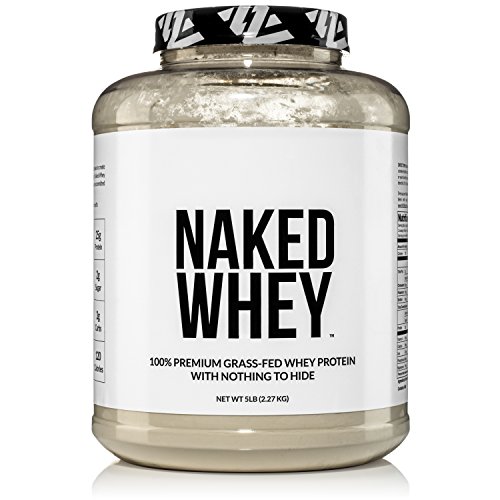 Naked WHEY 5LB 100% Grass Fed Unflavored Whey Protein Powder - US Farms, Only 1 Ingredient, Undenatured - No GMO, Soy or Gluten - No Preservatives - Promote Muscle Growth and Recovery - 76 Servings