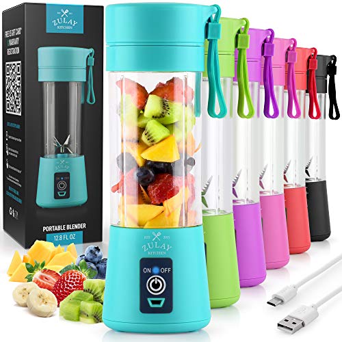 Zulay Portable Blender For Shakes And Smoothies - USB Rechargeable Portable Smoothie Blender Small For Travel - 13oz Capacity Personal Mini Blender Portable - Blue