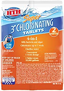 HTH 42032 Super 3-inch Chlorinating Tablets Swimming Pool Sanitizer, 6 oz