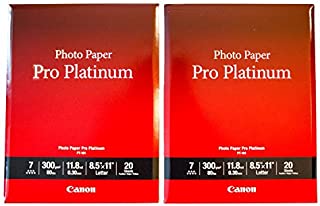 2 Pack - Canon Pro Platinum Photo Paper 8.5 X 11 - Compatible with Pixma Pro 1, Pixma Pro 10, Pixma Pro 100 + More