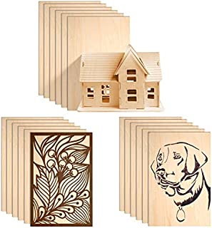 Balsa Wood Sheets Unfinished Basswood Thin Sheets Hobby Plywood Board for DIY Crafts Wooden Mini House Boat Airplane Model, 150 x 100 x 2 mm (24 Pieces)