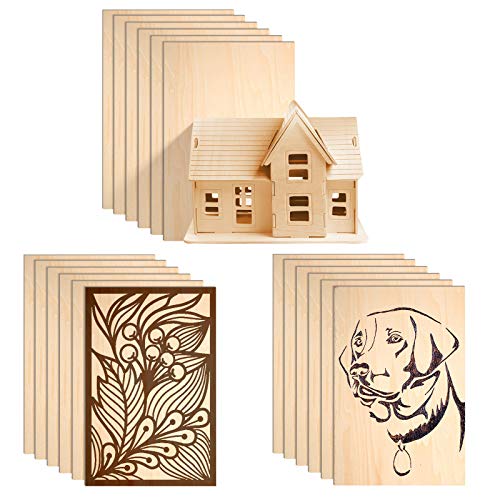 Balsa Wood Sheets Unfinished Basswood Thin Sheets Hobby Plywood Board for DIY Crafts Wooden Mini House Boat Airplane Model, 150 x 100 x 2 mm (24 Pieces)