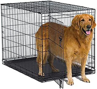 New World 42 Inch Folding Metal Dog Crate, Includes Leak-Proof Plastic Tray; Dog Crate Measures 42L x 30W x 28H Inches, Fits Large Dog Breeds