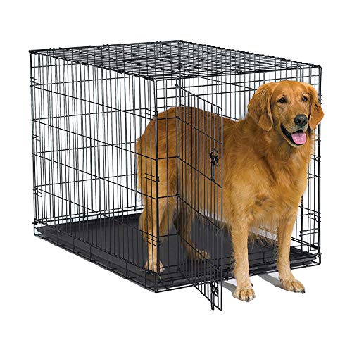 New World 42 Inch Folding Metal Dog Crate, Includes Leak-Proof Plastic Tray; Dog Crate Measures 42L x 30W x 28H Inches, Fits Large Dog Breeds