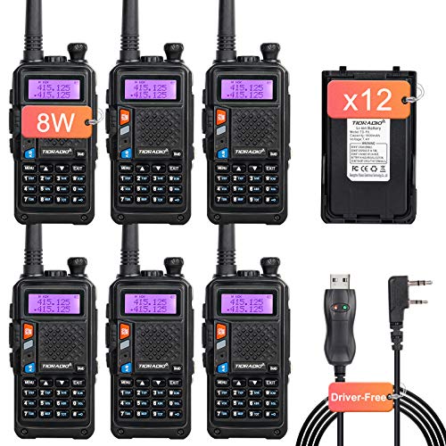 TIDRADIO F6 Ham Radio Handheld High Power Two Way Radio with Driver Free Programming Cable and Double Battery