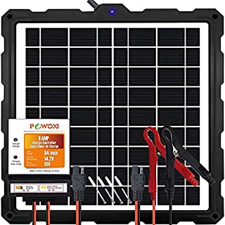 POWOXI-Upgraded-20W-Solar-Battery-Charger-Maintainer, External Smart 3-Stages PWM Charge Controller, 12V Solar Panel Trickle Charging Kit for Car, Marine, Motorcycle, RV, etc