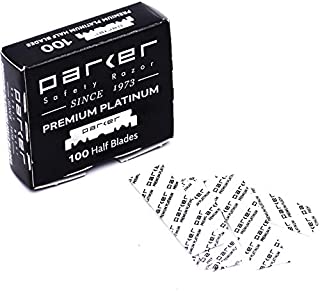 100 Parker Premium Platinum 1/2 Blades - for Professional Barber Razors, Shavette Razors and Disposable Blade Straight Razors