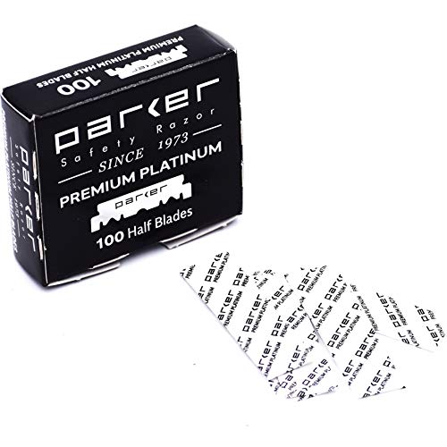 100 Parker Premium Platinum 1/2 Blades - for Professional Barber Razors, Shavette Razors and Disposable Blade Straight Razors