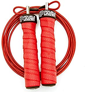 Jump Rope Workout System for Double Unders, 2 Cable Weights for Heavy and Light Skipping, Speed Grip for WOD, HIIT Workouts, MMA or Boxing, 10 Foot Adjustable for Men and Women (Red)