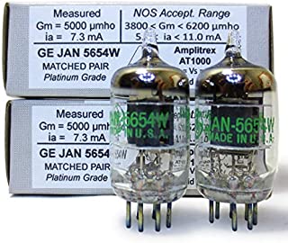 Riverstone Audio - Tested/Matched Pair (2 Tubes) 7-Pin GE JAN 5654W Fully-Tested Vacuum Tubes - Upgrade for 6AK5 / 6J1 / 6J1P / EF95 - JAN 5654W Platinum Grade Pair