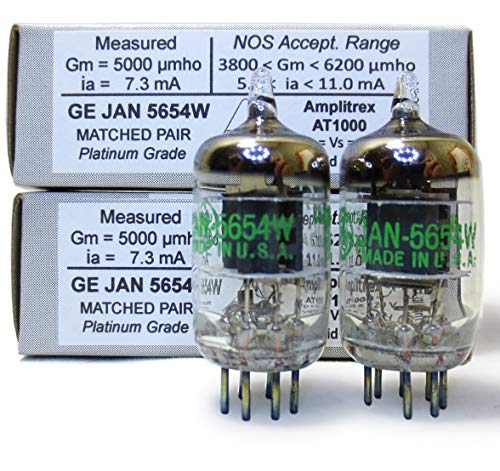 Riverstone Audio - Tested/Matched Pair (2 Tubes) 7-Pin GE JAN 5654W Fully-Tested Vacuum Tubes - Upgrade for 6AK5 / 6J1 / 6J1P / EF95 - JAN 5654W Platinum Grade Pair