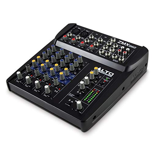 Alto Professional ZMX862 | Studio Quality 6 Channel Compact Audio Mixing Desk with Two XLR Microphone Inputs, Two Stereo Inputs and Two Aux Outputs