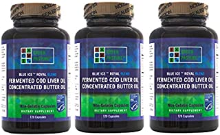 Green Pasture Blue Ice Royal Butter Oil / Fermented Cod Liver Oil Blend (120 Pack of 3)