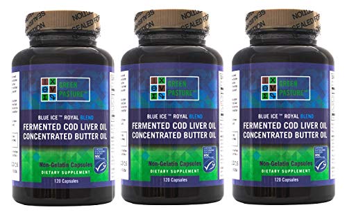 Green Pasture Blue Ice Royal Butter Oil / Fermented Cod Liver Oil Blend (120 Pack of 3)