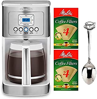 Cuisinart DCC-3200 14C Glass Carafe Programmable Coffeemaker with Natural Brown Coffee Filters No. 4 (200 Count) and Demi Spoon Bundle (4 Items)