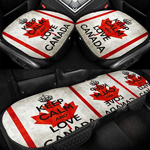 Car Ice Seat Cushion Universal Keep Calm and Love Canada Car Seat Covers Ultrathin Seat Pad Mat for Auto Accessories Office Chair Seat Protector Four Season Black