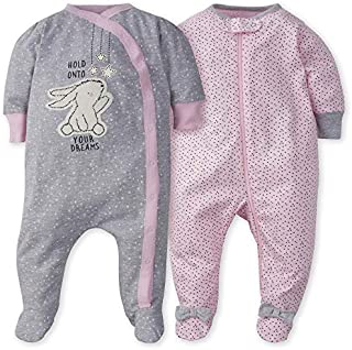 Gerber Baby Girls' 2-Pack Sleep'N Play, Bunny Love, 6-9 Months